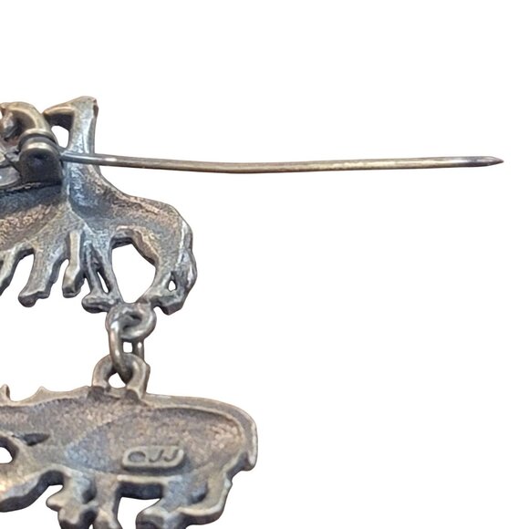 Vintage JJ Jonette Jewelry Noahs Ark Pin Brooch With Animal Charms Gold-tone - Picture 4 of 14